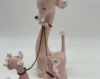RARE Kreiss mom poodle with babies on a chain mid century