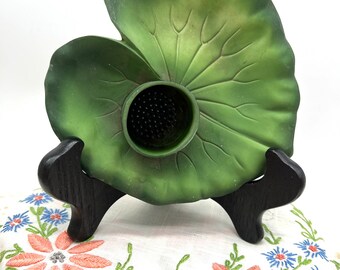 Vintage Dept 56 bisque ceramic flower frog lily pad design