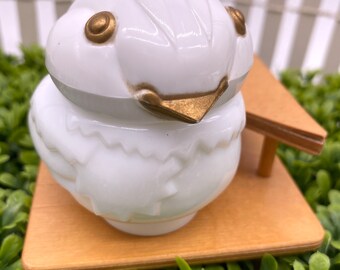 Vintage 1970s Avon Snowbird milk glass jar