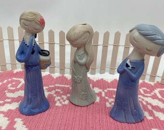 Set of 3 vintage Mid Century Modern bud vase girls made in Japan