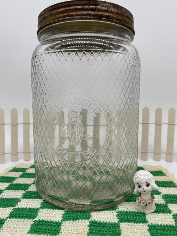 3 Vintage Glass Coffee Jars ~ Canova Coffee Jar ~ Mixed Set of Antique  Glass Coffee Jars ~ Primitive Kitchen Coffee Jars