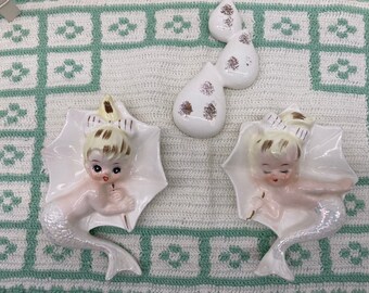 Enesco Mermaid Babies with Umbrellas and Raindrops