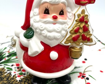 Vintage Napco sweet Santa planter with partridge in a pear tree