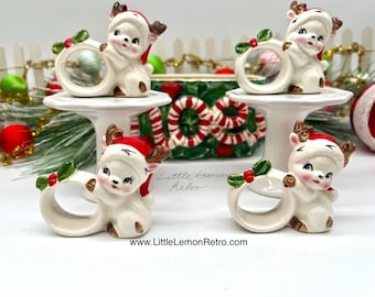 Adorable baby reindeer napkin rings by Napco (National Potteries Co)