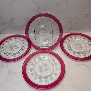 Tiffin Kings Crown Ruby Flash Dessert/Salad Plates Set of 4 7 Sandwich Plates