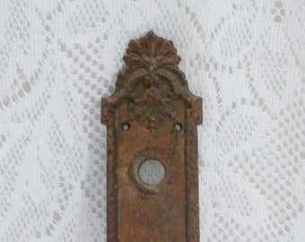 Antique Cast Iron Door Plate, Victorian Era, Salvaged Hardware, Door Hardware, Circa 1900