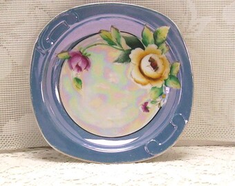 Small Noritake China Plate, Hand Painted Morimura Noritake with Floral Decals