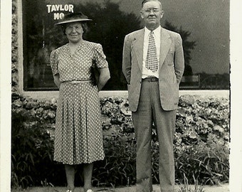 Vintage Photo of a Man and Woman at the Taylor Missouri Post Office in 1942