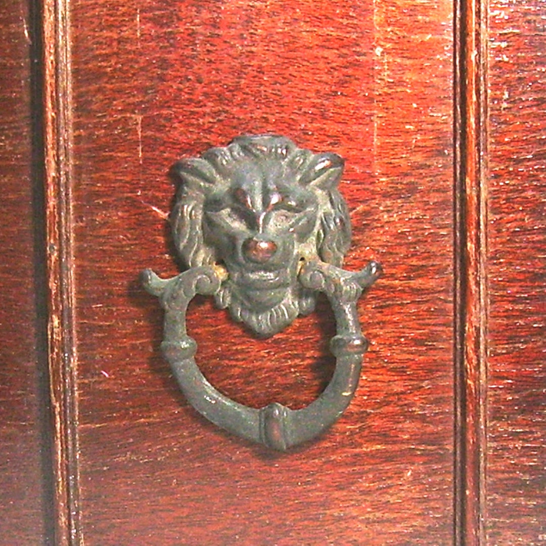 Brass Victorian Lion Head Drawer Pull Etsy