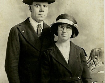 Antique Real Photo Post Card of a Man and Lady in August 1921