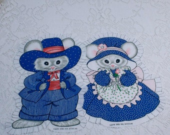 Cut and Sew Cloth Mouse Family of Four, For Stuffed Toys, Appliques, Slow Stitch or Junk Journal Projects