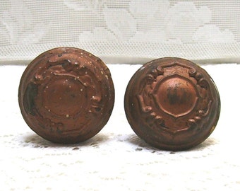 Vintage Embossed Art Nouveau Door Knob Set