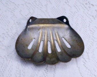 Antique Shell Soap Dish, Nickel Plated Solid Brass, Corner Wall Mount, Scallop Soap Holder