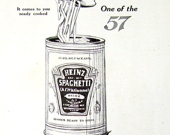 Heinz Spaghetti 1916 Magazine Ad with the Pullman Company on reverse