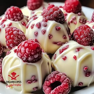 Best Recipe for White Chocolate Raspberry Cheesecake Balls | No-Bake Dessert Bites | Printable Recipe PDF | Instant Download