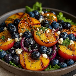 LA MEJOR RECETA de Ensalada de Melocotón y Arándanos a la Parrilla / Ensalada de Frutas de Verano Saludable / Descarga Digital / Receta Fácil de Imprimir y Sin Gluten