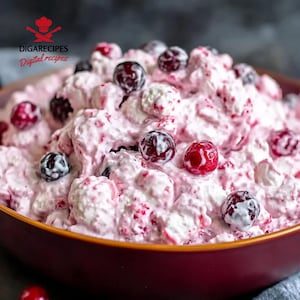 Best Recipe for Easy Cranberry Fluff Salad | Festive No-Bake Holiday Side | Printable Recipe PDF | Instant Download