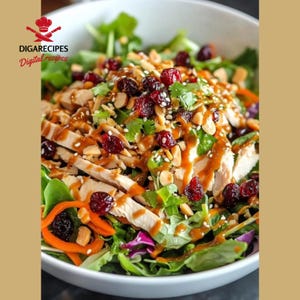 Best Recipe for Asian Chicken Cranberry Salad | Sweet & Savory Crunch | Healthy Lunch or Dinner | Easy Meal Prep | Instant Download PDF