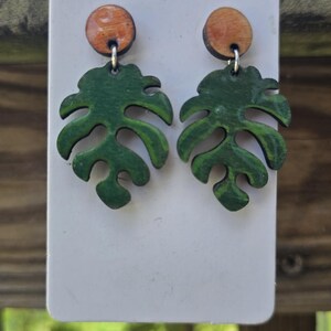 Handmade Monstera Leaf Earrings – Lightweight Botanical Jewelry – Laser Cut – 15 with Free U.S. Shipping
