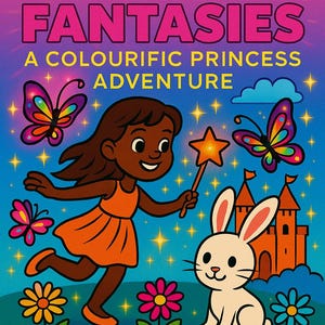 Magical Fantasies Coloring Book for Kids – 25 Pages of Whimsical Princesses, Fairies, Cute Animals & Adventure | Printable PDF