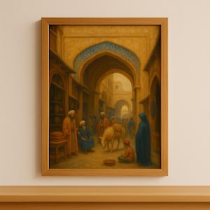 Persian Market Digital Download, Oriental Wall Art, Arabian Market Painting, Middle Eastern Decor, Printable Canvas, Bazaar Artwork
