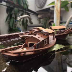 Aquarium decor, Floating boat for aquarium, Aquarium ornaments