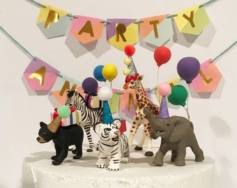 Safari Party Animal Cake Toppper, Zoo Cake Topper, Circus Cake Topper, Bear Cub, Elephant Cake Topper, Giraffe Cake Topper, Zebra, Tiger