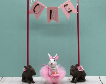 Bunny Animal Cake Topper and Banner