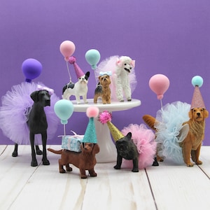 Animal Cake Topper, Dog party Birthday cake topper, Bulldog, Boxer, Dachshund, Frenchie, German Shepherd, Golden Retriever, Poodle