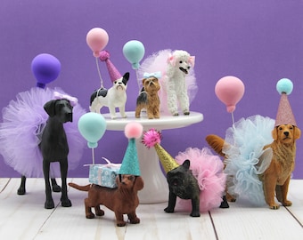 Animal Cake Topper, Dog party Birthday cake topper, Bulldog, Boxer, Dachshund, Frenchie, German Shepherd, Golden Retriever, Poodle