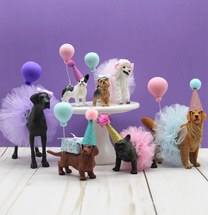 Animal Cake Topper, Dog party Birthday cake topper, Bulldog, Boxer, Dachshund, Frenchie, German Shepherd, Golden Retriever, Poodle 