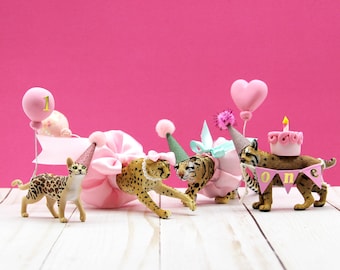 Big Cat Birthday Cake Topper, Leopard, Bobcat, Cheetah, Bengal, Cat Birthday Party, Cat Cake Topper