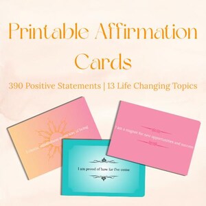 Cartes d'affirmation imprimables | 390 citations positives pour la confiance, l'abondance, la manifestation | Formats A5 et cartes de visite | Téléchargement numérique