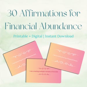 Financial Abundance Affirmation Cards | 30 Printable Money Mindset Quotes | Manifest Wealth & Prosperity | Digital Download