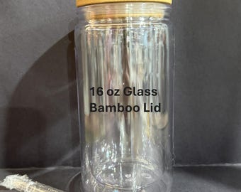Custom 16oz Glass w/ Bamboo Lid Snow Globe Tumbler. Available with Glitter, Milky, or Drip solution! More info in &quot;Start Here&quot; Section.
