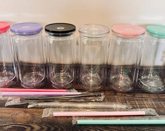 Custom 16oz Acrylic w/ Colored or Clear Lid Snow Globe Tumbler. Glitter, Milky, or Drip solution! More info in &quot;Start Here&quot; Section.