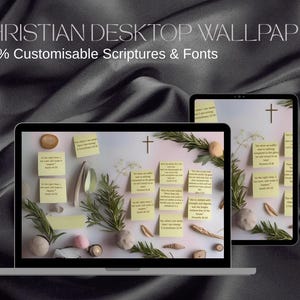 Christian Desktop Wallpaper | Customisable Scripture Background | Faith-Based Aesthetic for Laptop & PC | Canva