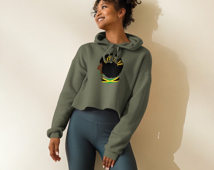 Featured listing image: Jamaica "One Love" Crop Hoodie, Jamaican Culture, Caribbean Heritage
