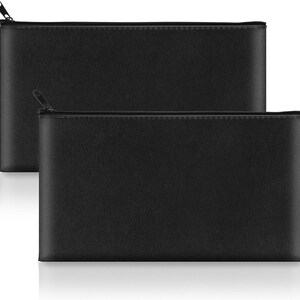 Paquete de 2 bolsas de dinero con cremallera, bolsa de efectivo de cuero PU de 11 x 6,1 pulgadas, bolsa bancaria segura para monedas, billetes, cheques, facturas, cosméticos, herramientas.