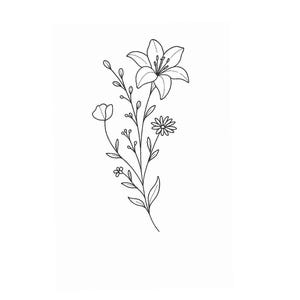 50+ Custom Birth Flower Tattoo Design• Personalized Floral Tattoo • Minimal Line Art Tattoo,personalized floral Bouquet tattoo.Floral tatto.