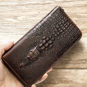 Cartera larga de cuero. Carteras largas para hombre y mujer. Cartera de cuero, cartera alta. El mejor regalo para él. Cartera de viaje de cuero genuino. Cartera larga.
