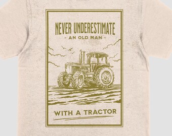 Never Underestimate an Old Man with a Tractor PNG – Vintage Farm Design