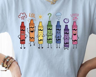 Cute Crayon Pencil T-Shirt - Vibrant Graphic Tee for Art Lovers