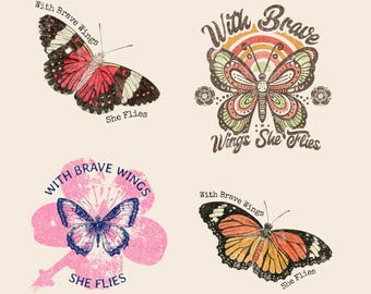With Brave Wings She Flies Butterfly PNG Art