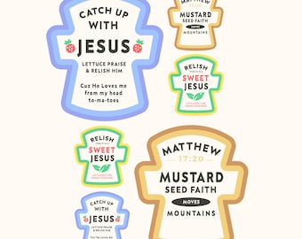 Condiment With Jesus SVG Bundle: Funny Christian Designs (AI, PNG)