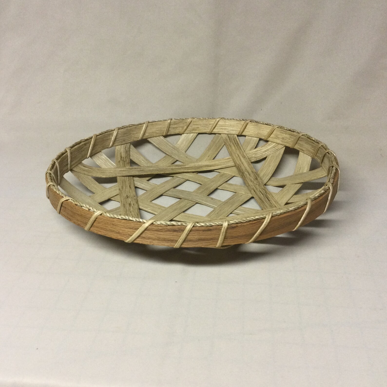 14 Round Tobacco Basket Small Replica Hand Woven Lt Walnut Etsy