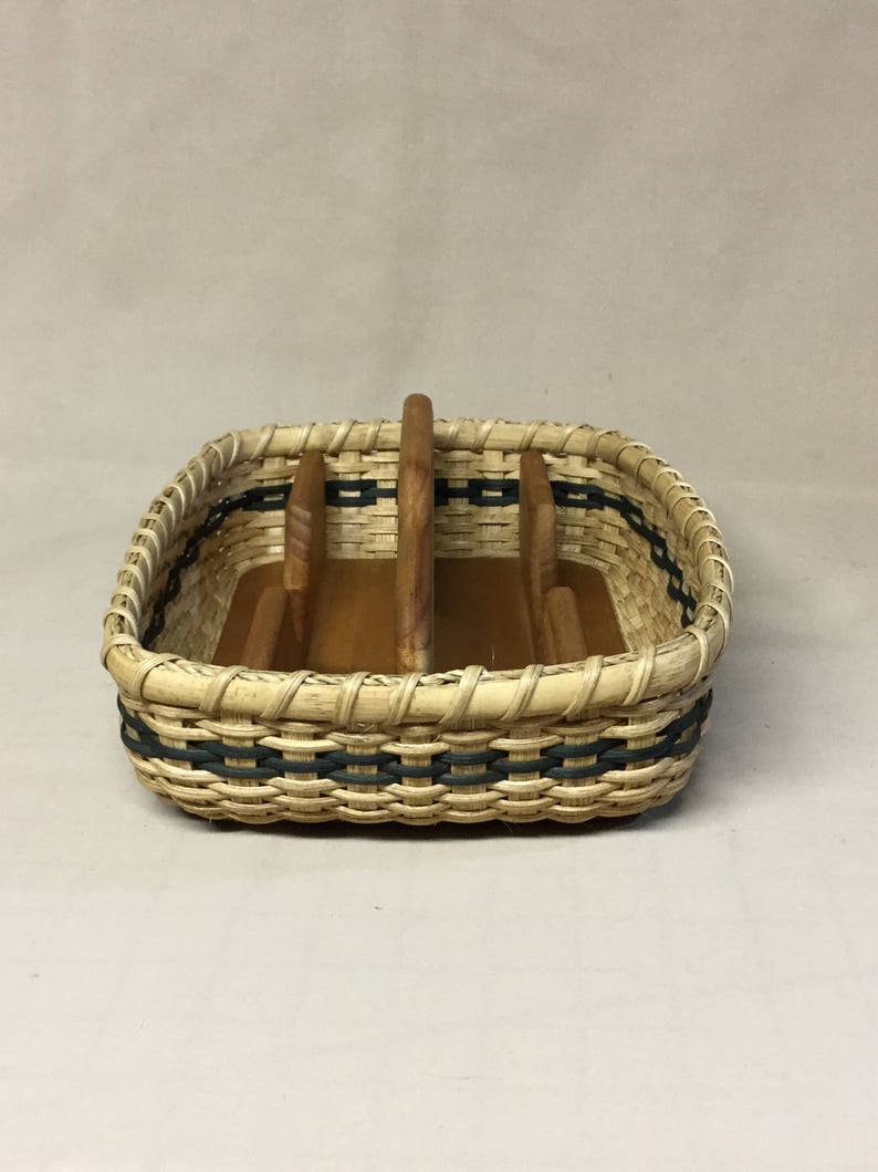 Rectangular Divided Basket Hand Woven Wood Base & Dividers Etsy