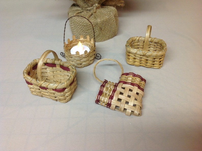 Miniature Hand Woven Baskets Christmas Tree Ornaments Set of Etsy