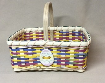 Hand Woven Rectangular Market Basket, Easter, Baby, Beautiful Colors