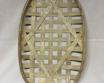 13" X 20" Oval Tobacco Basket, Smaller Replica, Light Walnut Stain, Hand Woven in the USA